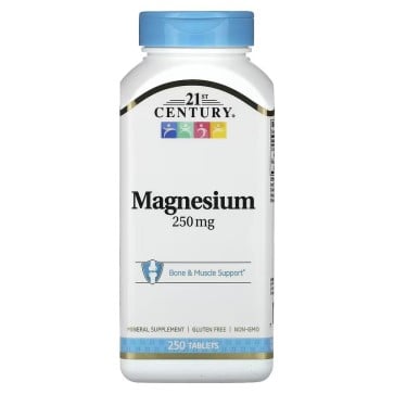 Magnesium, 250 mg, 250 Tablets 21stCentury