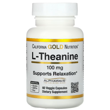 L-Theanine, Featuring AlphaWave, 100 mg, 60 Veggie Capsules California Gold Nutrition California Gold Nutrition