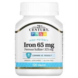 Iron, 65 mg, 120 Tablets 21stCentury