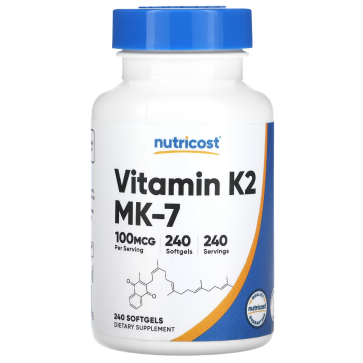 Vitamin K2, 100 mcg, 240 Softgels Nutricost Nuticost