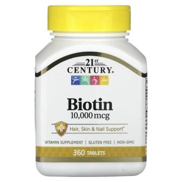 Biotin, 10,000 mcg, 360 Tablets 21stCentury