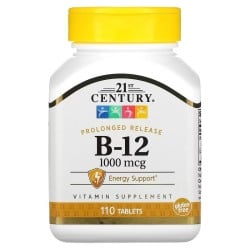 B-12, Prolonged Release, 1,000 mcg, 110 Tablets 21stCentury