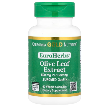 EuroHerbs, Olive Leaf Extract, Euromed Quality, 500 mg, 60 Veggie Capsules California Gold Nutrition California Gold Nutrition