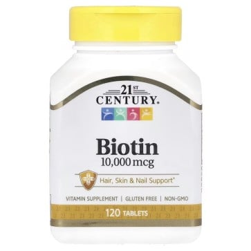 Biotin, 10,000 mcg, 120 Tablets 21stCentury