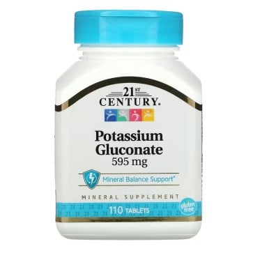 Potassium Gluconate, 595 mg, 110 Tablets 21stCentury