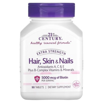 Extra Strength Hair, Skin & Nails, 90 Tablets 21stCentury