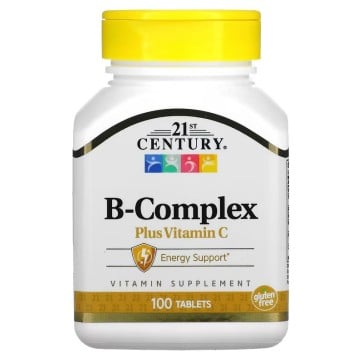 B-Complex Plus Vitamin C, 100 Tablets 21stCentury