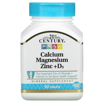 Calcium Magnesium Zinc + D3, 90 Tablets 21st Century 21stCentury